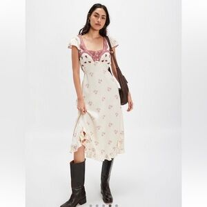 Free People Haven Midi Dress NWT Swan Combo
